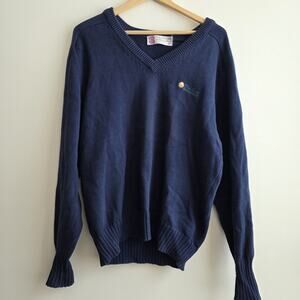 Slazenger The Club Seabrook Island Golf Sweater Navy Cotton V-Neck Medium